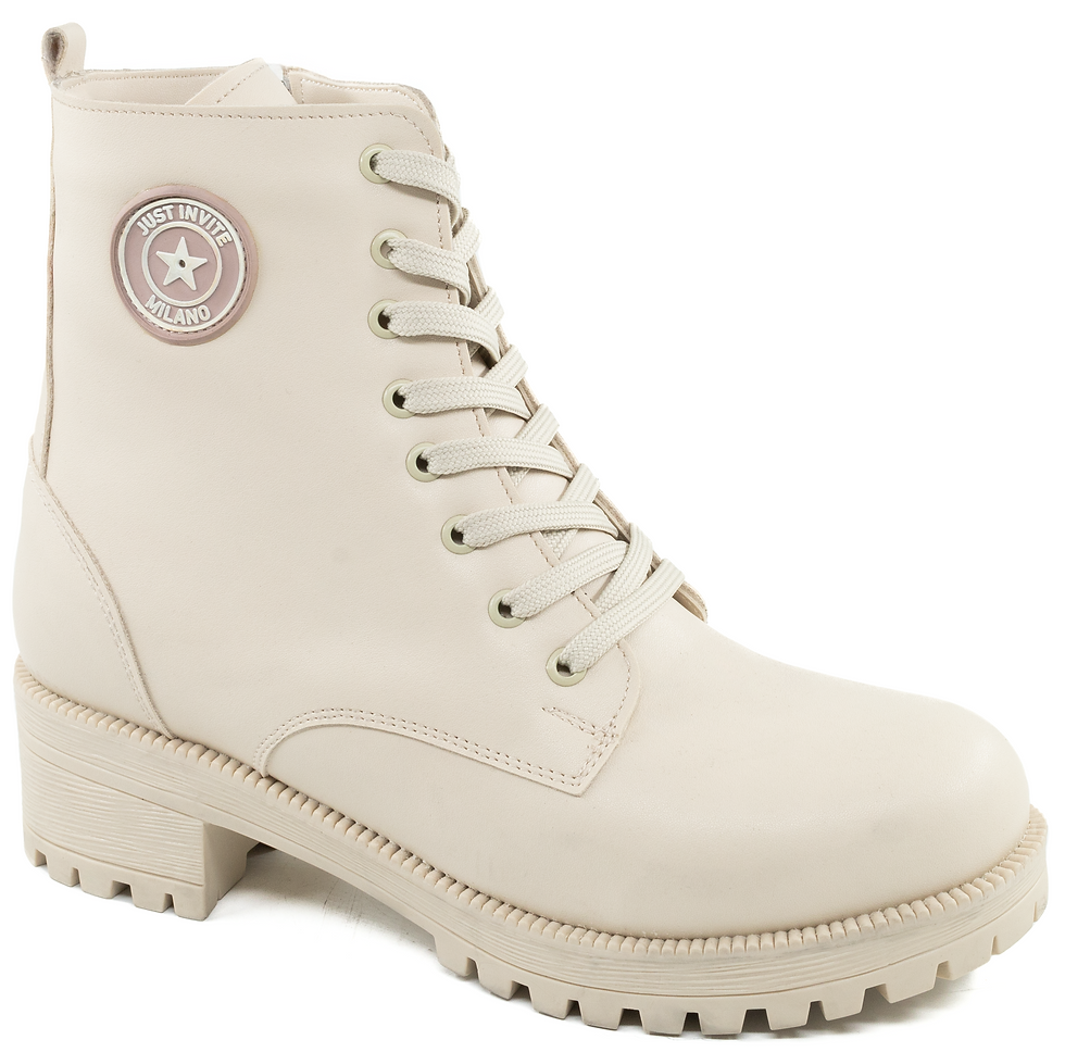 Thumbnail: WB33-Womens Lace Up Zipper Casual Boots