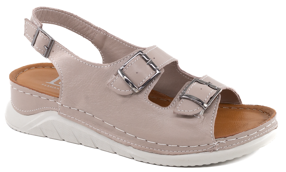 Thumbnail: W90-Lusco Women's Leather Comfort Adjustable Double buckle Sandals