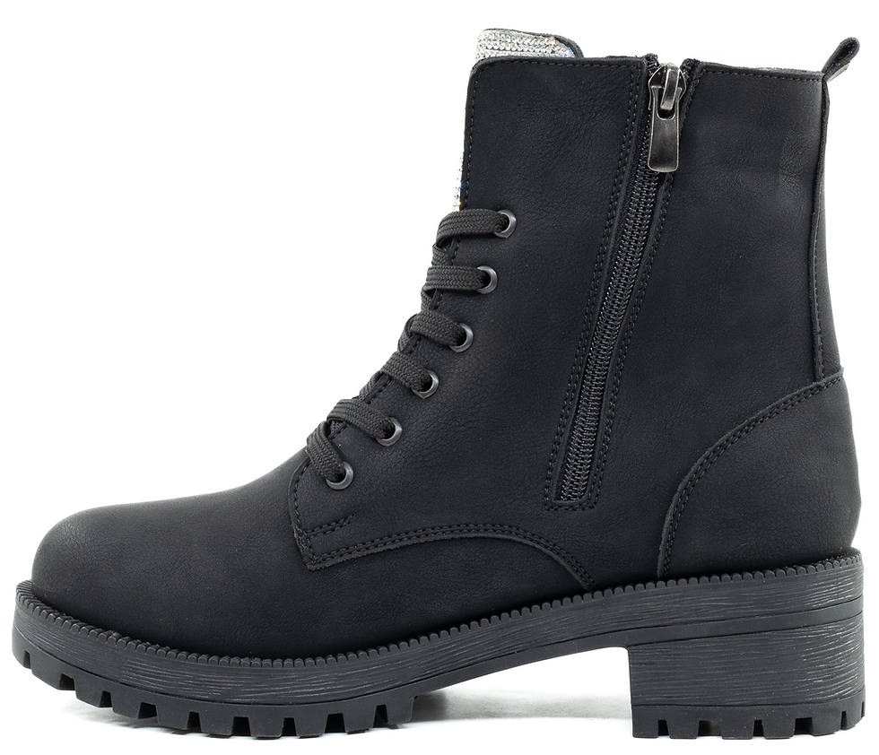 Thumbnail: WB77-Womens Lace Up Zipper Casual Boots