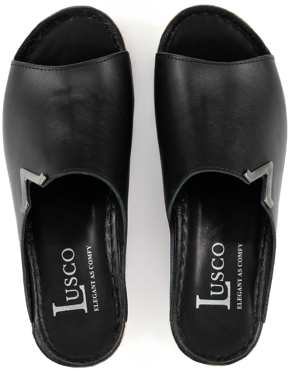 Thumbnail: W33-Lusco Women's Leather Wedge Nala Slide Sandals