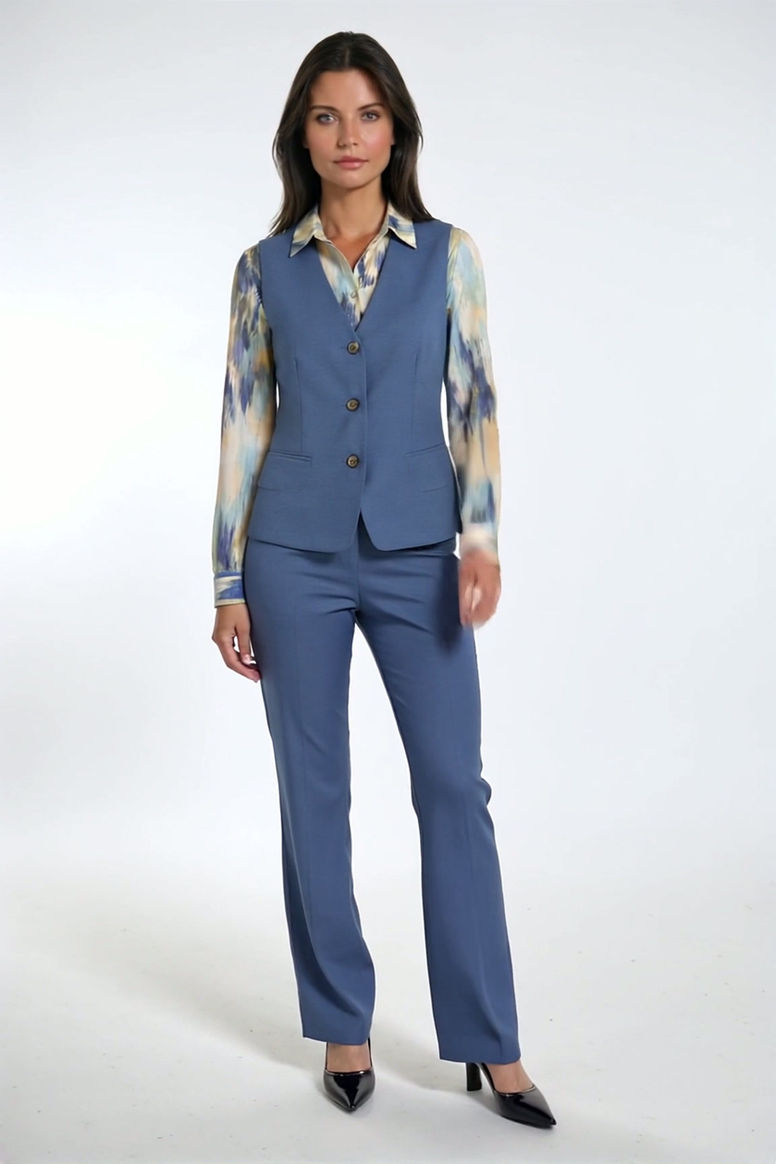 Conjunto Ejecutivo con Chaleco – Azul Acero