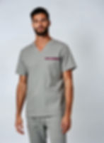 Uniforme Médico Gris con Detalle Vino