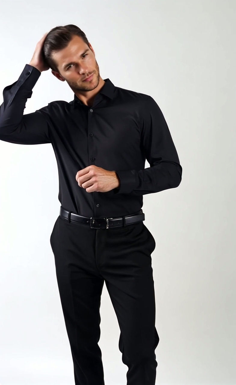 Camisa Slim Fit y Pantalón negro de Corte Moderno