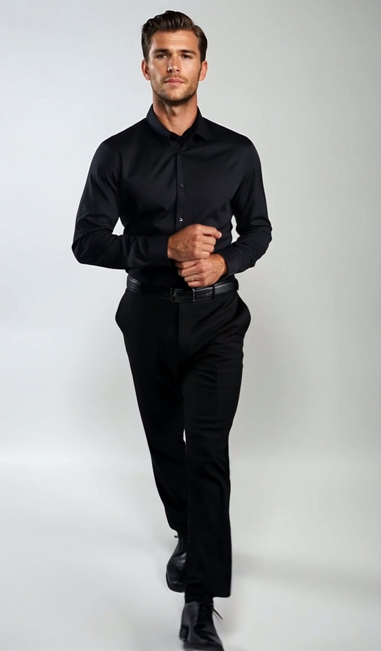 Camisa Slim Fit y Pantalón negro de Corte Moderno