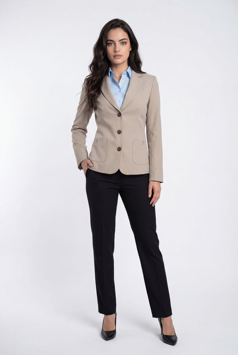 Blazer Beige Claro y Pantalón Negro