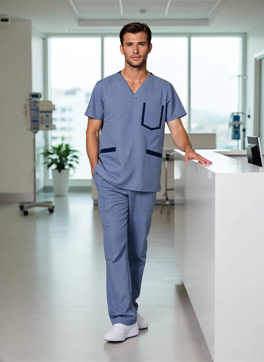 Conjunto Hombre Gris/Azul Pocket