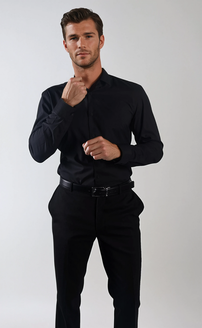 Camisa Slim Fit y Pantalón negro de Corte Moderno