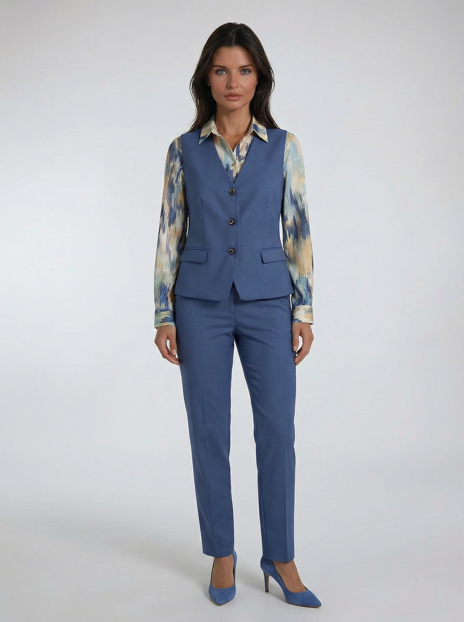 Conjunto Ejecutivo con Chaleco – Azul Acero