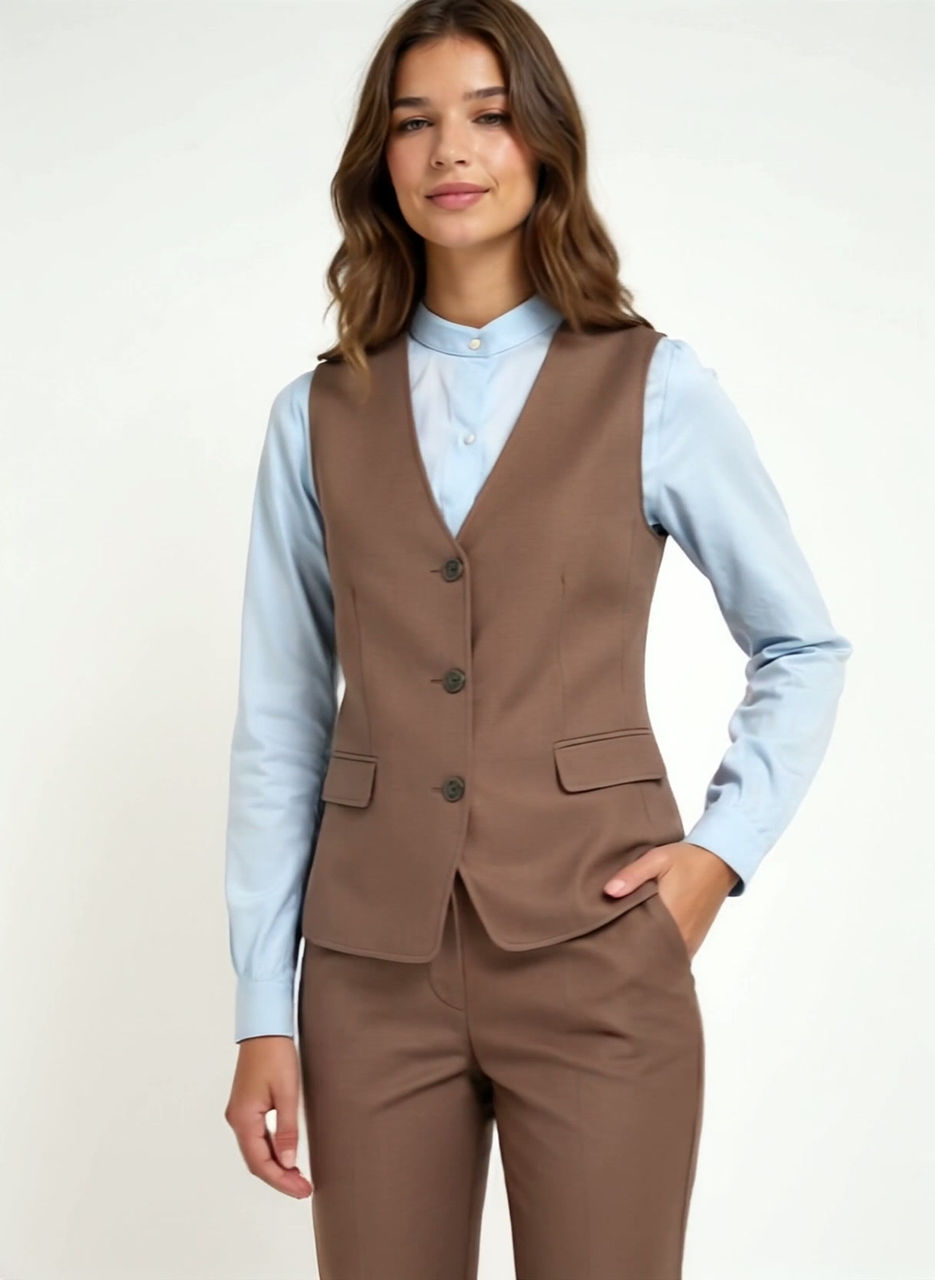 Chaleco y Pantalón en Color Camel