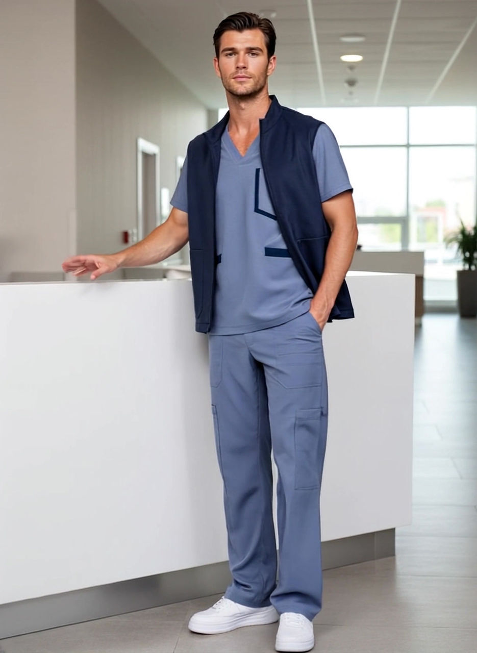 Chaleco Marino Hombre + Gris