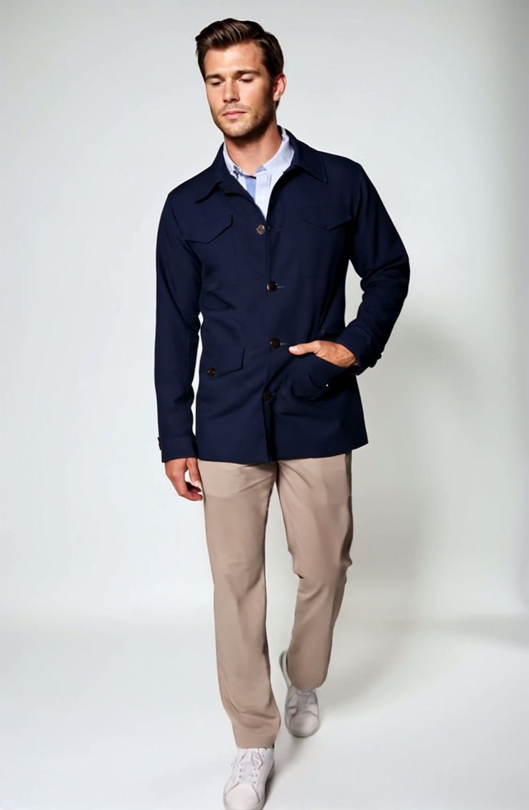 Saco Safari Casual Azul Marino