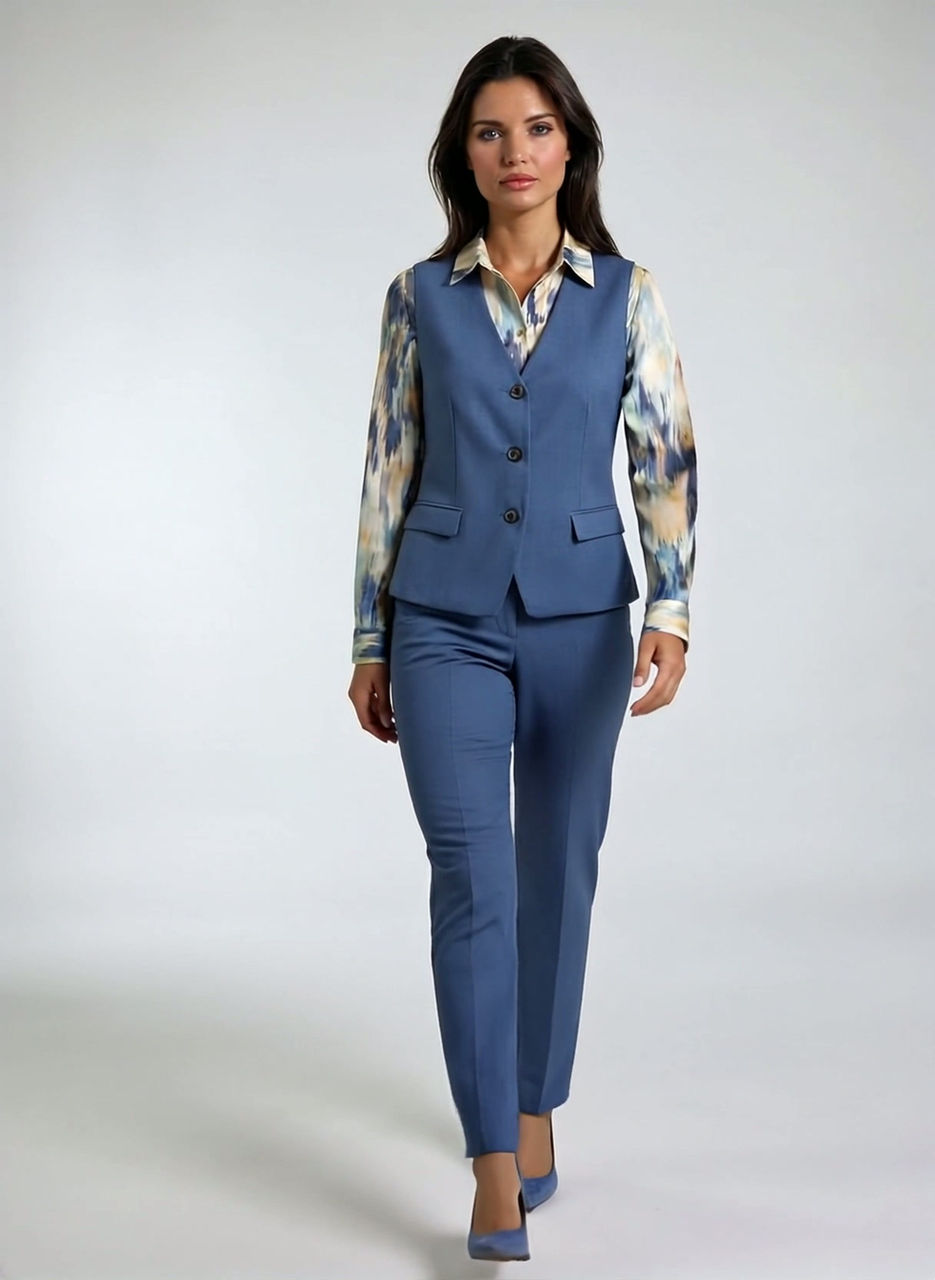 Conjunto Ejecutivo con Chaleco – Azul Acero