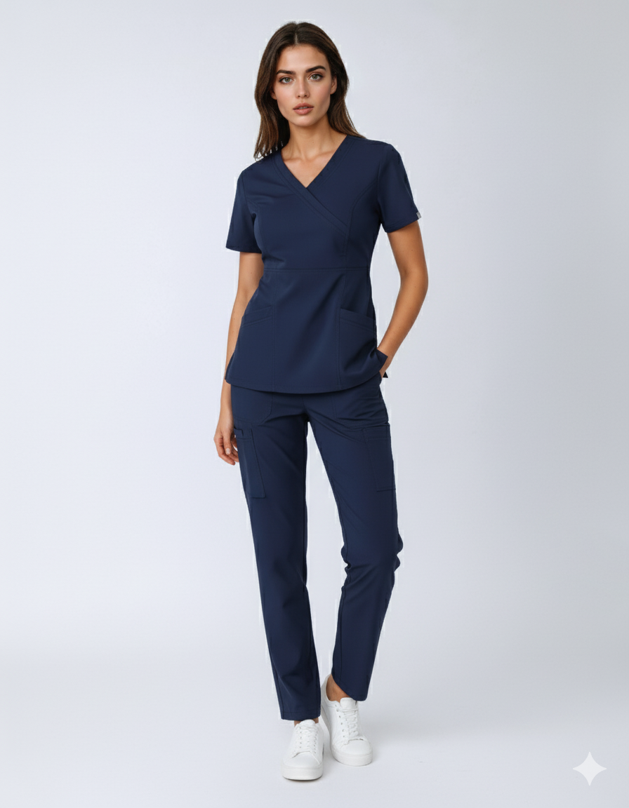 Conjunto clínico azul marino para mujer
