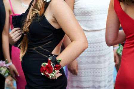 illustration of several girls at prom