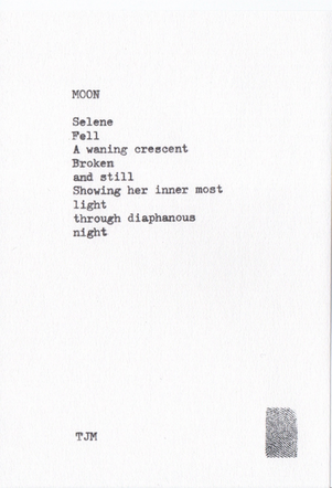 MOON

Selene 
Fell
A waning crescent 
Broken and still
Showing her inner most
light
through diaphanous
night
