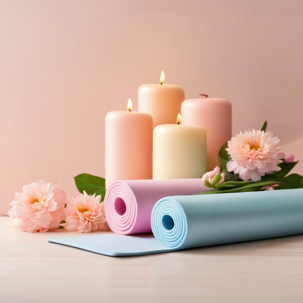 yoga mat, candles, flowers, in pastel colors, soft spring theme.jpg