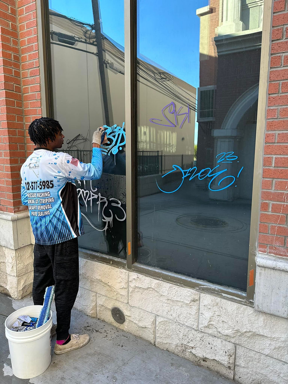 Removing Graffiti for a property management company in Las Vegas.