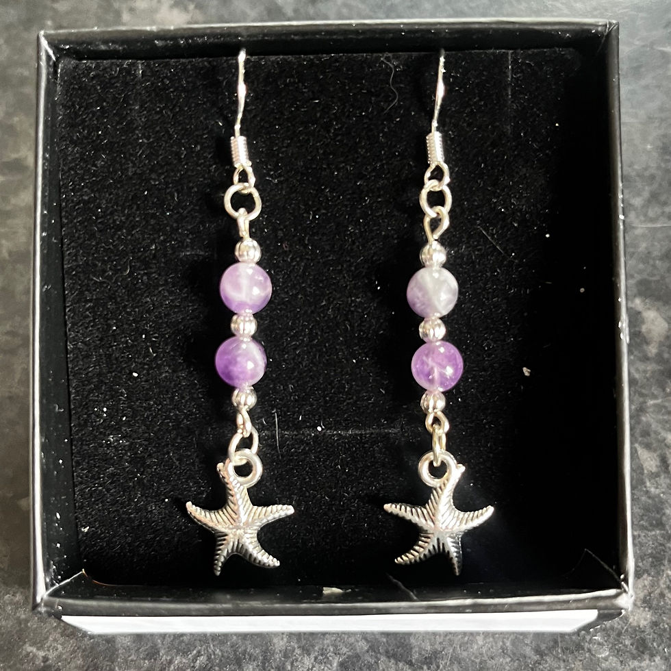 Thumbnail: Sterling Silver Amethyst Starfish Earrings