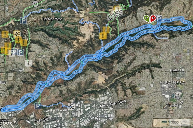 Trail map of Los Penasquitos Canyon loop