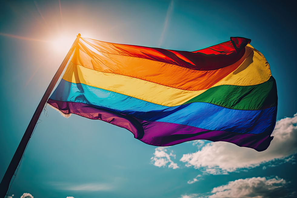 Bandeira LGBTQIAPN+ no céu azul