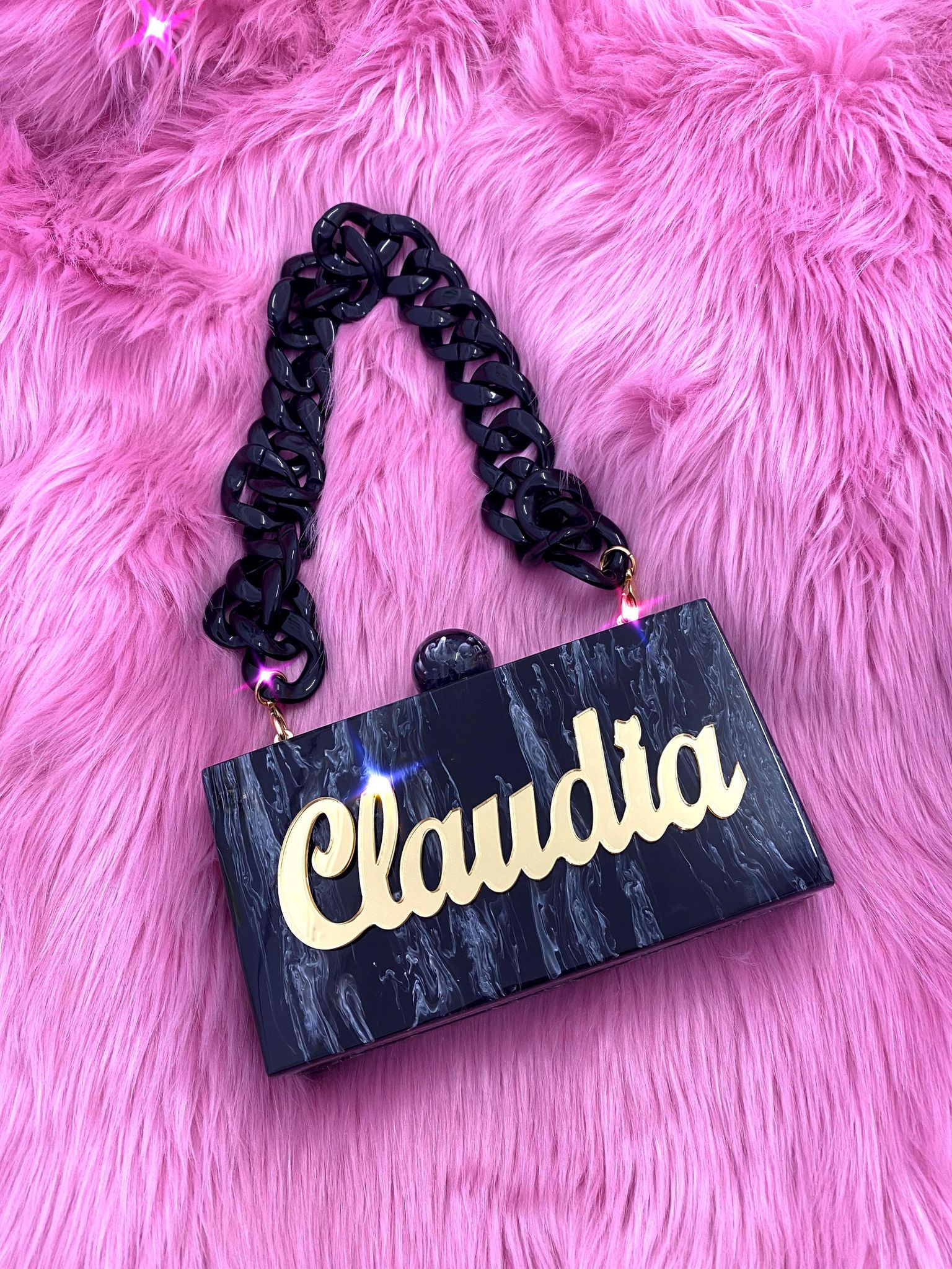 Personalised Black Marble Bag