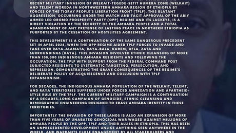 Statement from AAA Chairman Tewodrose Tirfe 