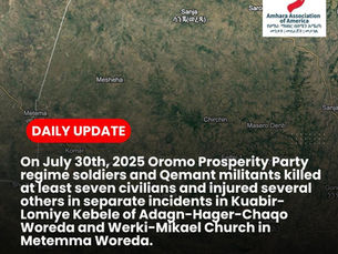Oromo Prosperity Party regime soldiers and Qemant militants killed at least seven civilians and injured several others in Metemma Woreda 