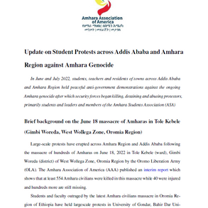 Update on Student Protests across Addis Ababa and Amhara Region against Amhara Genocide