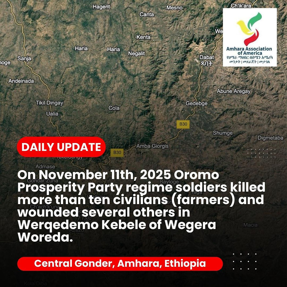 Oromo Prosperity Party regime soldiers carried out a deadly attack leaving more than ten civilians killed and several others critically wounded