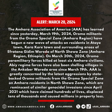 Oromo Militants Launch New Wave of Attacks in Ataye , Kara Kore and Surrounding Areas