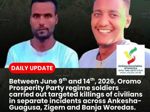 Oromo Prosperity Party regime soldiers carried out targeted killings of civilians in separate incidents across Ankesha-Guagusa, Zigem and Banja Woredas