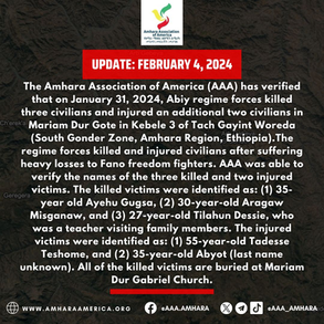 Abiy Regime Forces Kill Three and Injure Two in Mariam Dur Gote, Tach Gayint Woreda