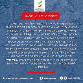 መረጃ: ጥር 8 ቀን 2015 ዓ/ም