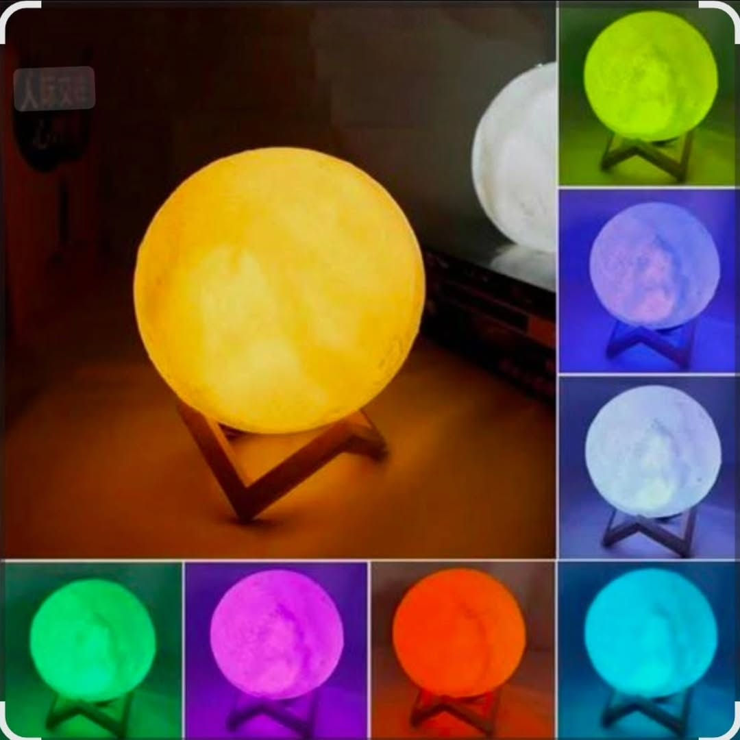 1Pcs 3D Moon Lamp with Stand Vibrant Colors Beautiful Indoor Lighting in Bedroom