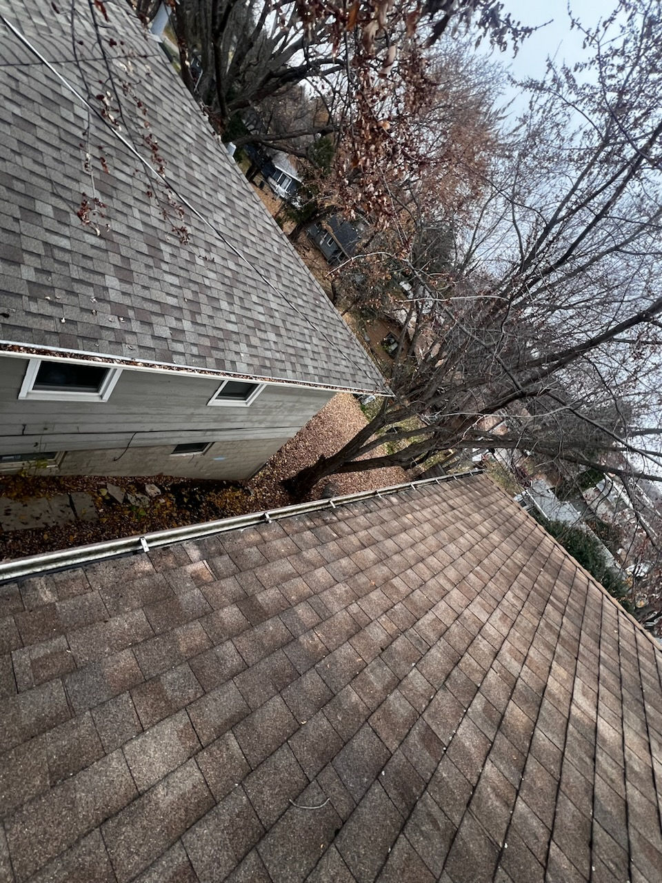 Black algae streaks cleaned safely with a soft wash — protecting this Minnesota home’s roof without pressure, damage, or runoff into nearby landscaping.