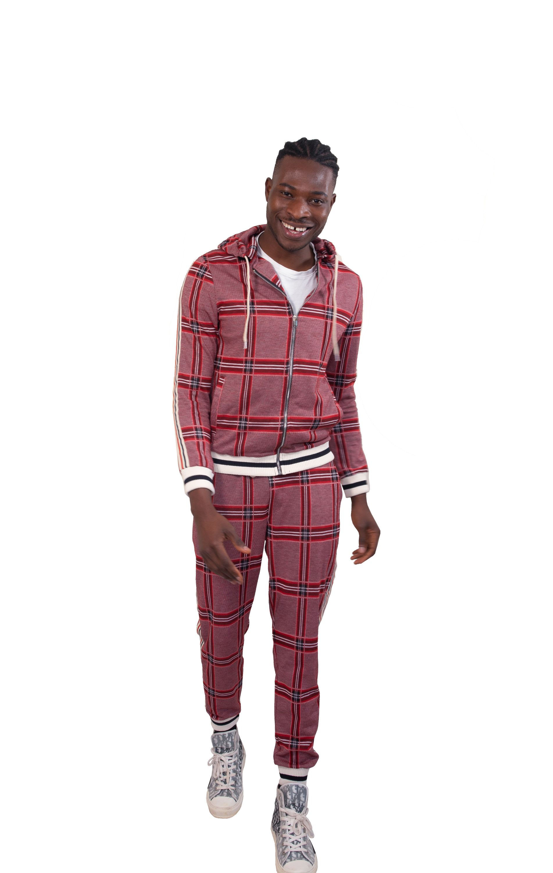 Red Check Co-ord Hooded Tracksuit