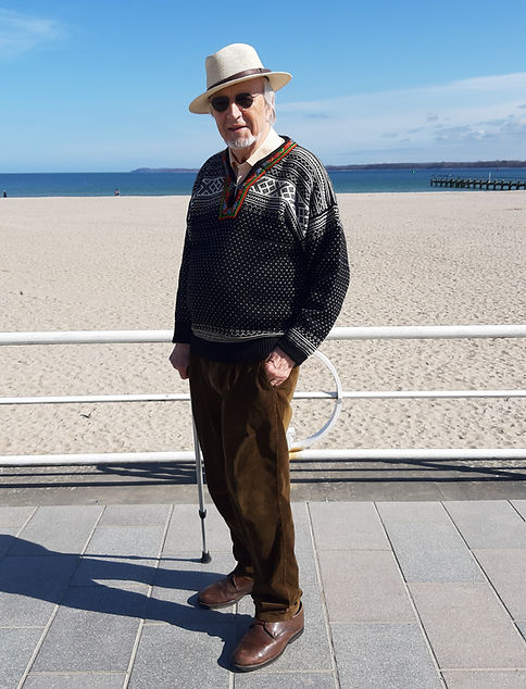 Dietrich Böhler mit norwegischem Pullover in Travemünde