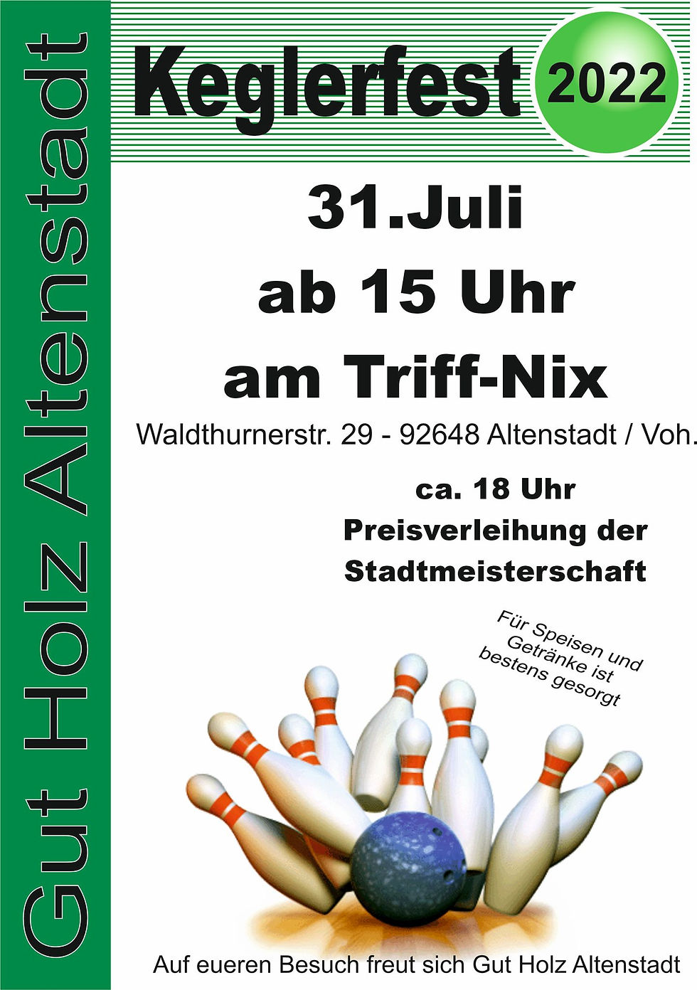 Keglerfest am 31.07.2022 ab 15 Uhr