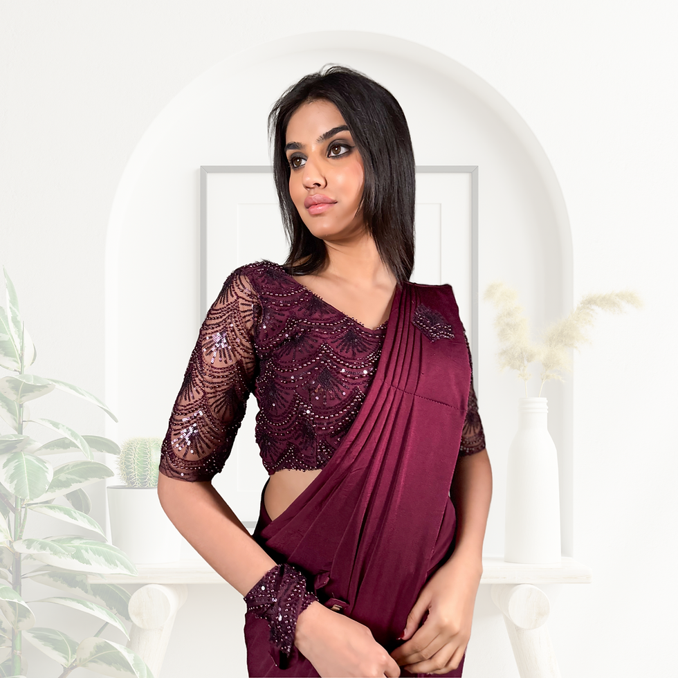 abhiashu drape saree maroon