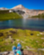 A beautiful Helen Lake under a blue sky.
