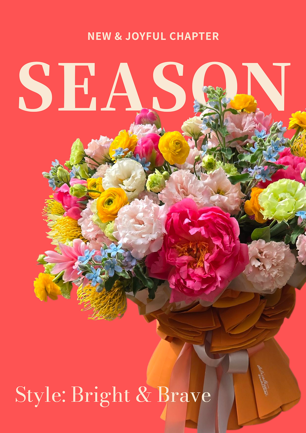 SEASON with creative floral arrangements bright loud colourful bouquet by Singapore florist