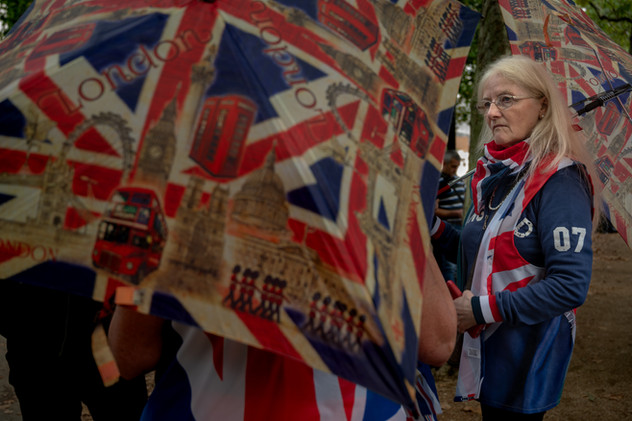 14th September 2022 | Theresa talks to her sister while waiting for the procession on The Mall to bring Queen Elizabeth's coffin from Buckingham Palace to Westminster Hall.
