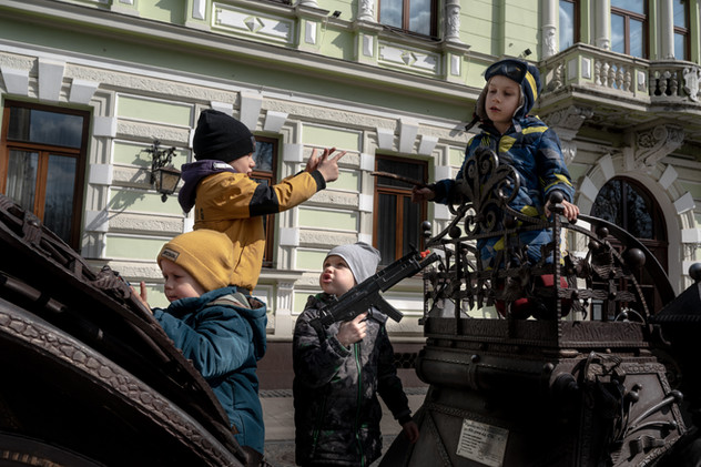 March 2022 | Cernivtsi, Ukraine. Kids play in Chernivtsi.