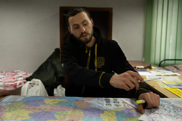 April 2022 | Chernivtsi region. Denys Fedko, 29, originally from Vesele, works on an aid distribution network for the hotspots in Kherson region, which is particularly affected by the occupation.