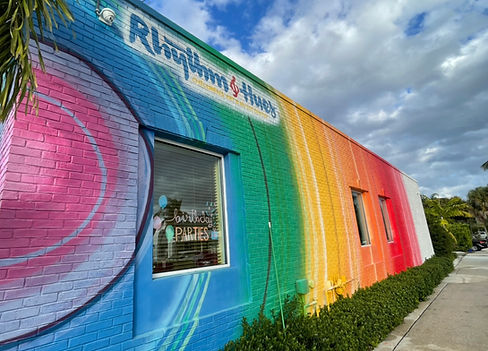Colorful building after pressure cleaning