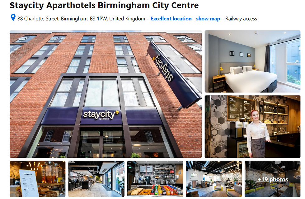 Birmingham family accomodation. Aparthotel. Budget friendly accomodation Birmingham