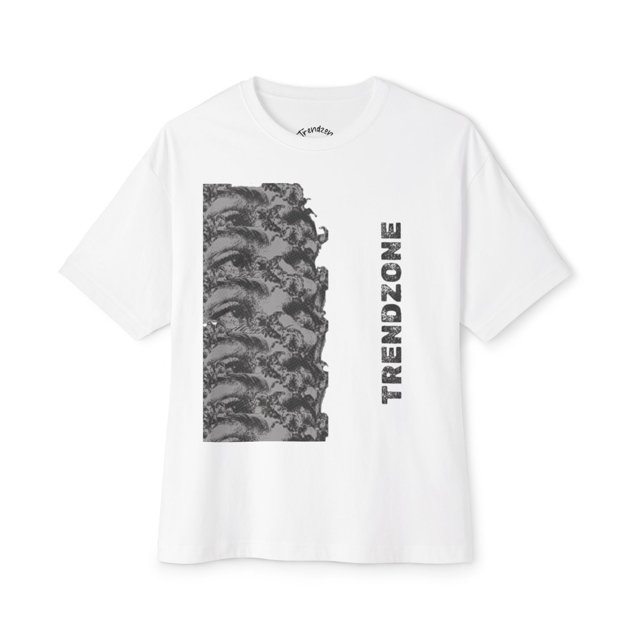 Graphic Tee — Grunge Portrait 'Faith' Oversized Boxy T-Shirt