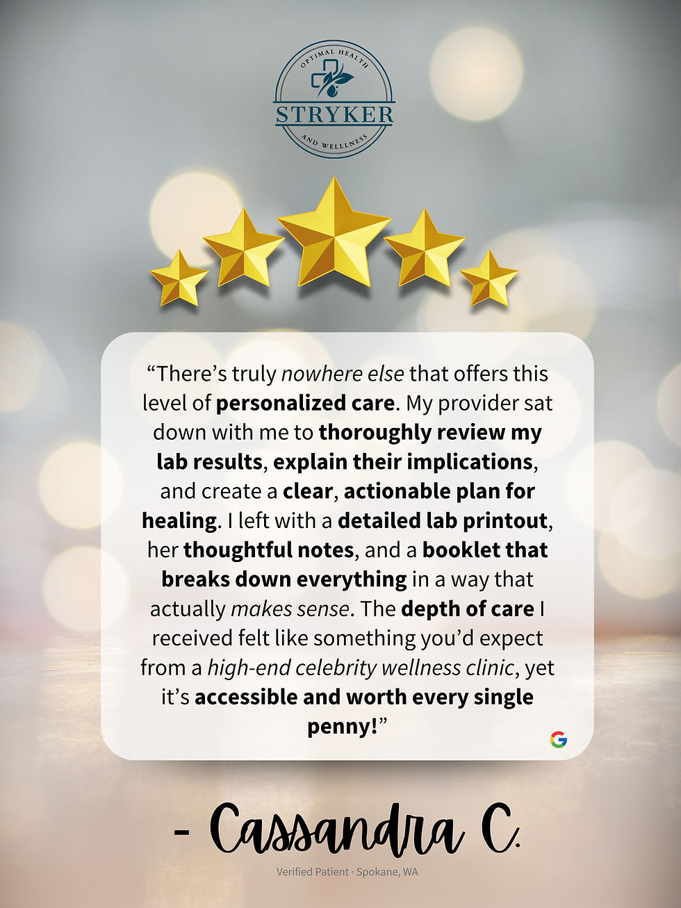 Stryker Health & Wellness advertisement showcasing a buy one month, get one free promotion for health services.