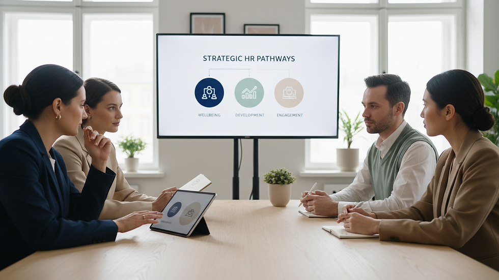 Close-up view of a business meeting discussing HR strategies
