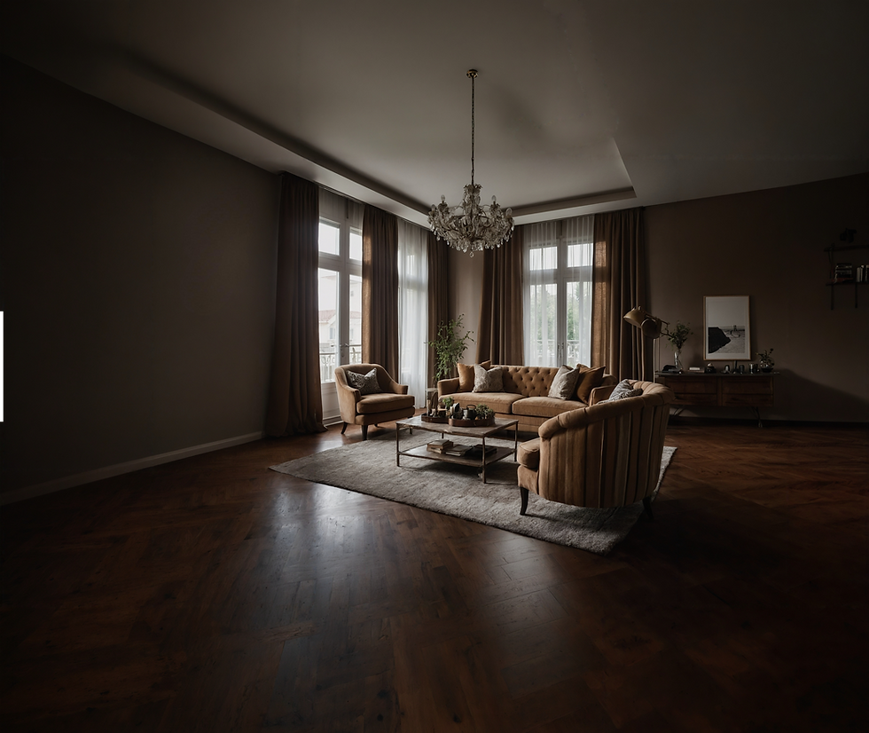 Sala extremamente aconchegante em tons terrosos